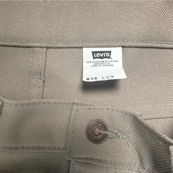 Vintage Levi’s Made in the USA Polyester Tan Boot Cut Pants - Picture 4 of 8